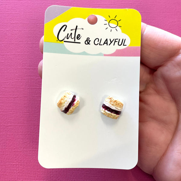Cute and Clayful - Jam & Cream Scone Studs