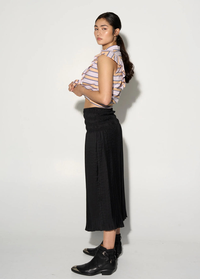 Elea Pleat Skirt - Black or Coral