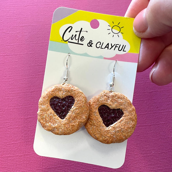 Cute and Clayful - Jam Heart Biscuit Dangles