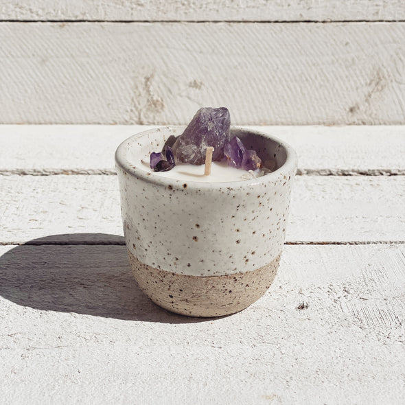 Crystal Small Ceramic Candle - Speckled