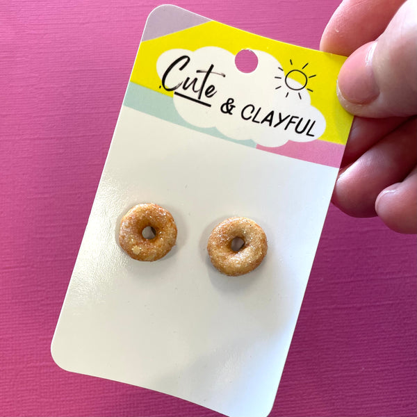 Cute and Clayful - Cinnamon Donut Studs
