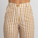 Mustard Gingham Cotton Pants