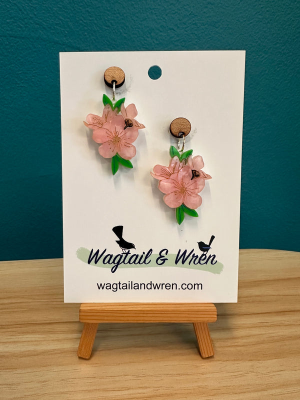 Wagtail and Wren - Dangle Earrings - Almond Blossom (pink)