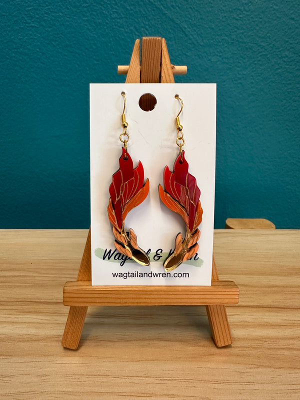 Wagtail and Wren - Dangle Earrings Siamese Fighting Fish (red)