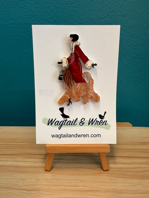 Wagtail and Wren - Brooch Afghan Lady (red coat)