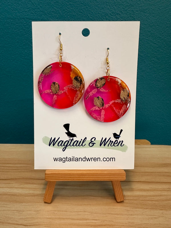 Wagtail and Wren - Dangle Earrings - Resin LG Pink/Gold