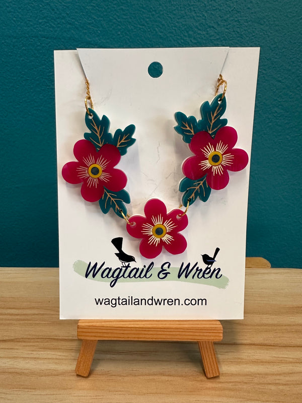 Wagtail and Wren - Necklace - 70's Flowers