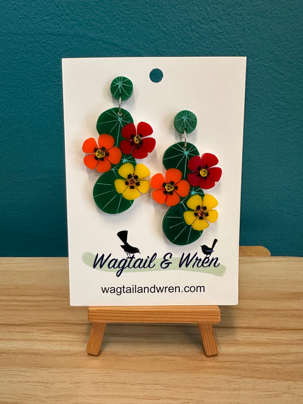 Wagtail and Wren - Dangle Earrings - Nasturtiums