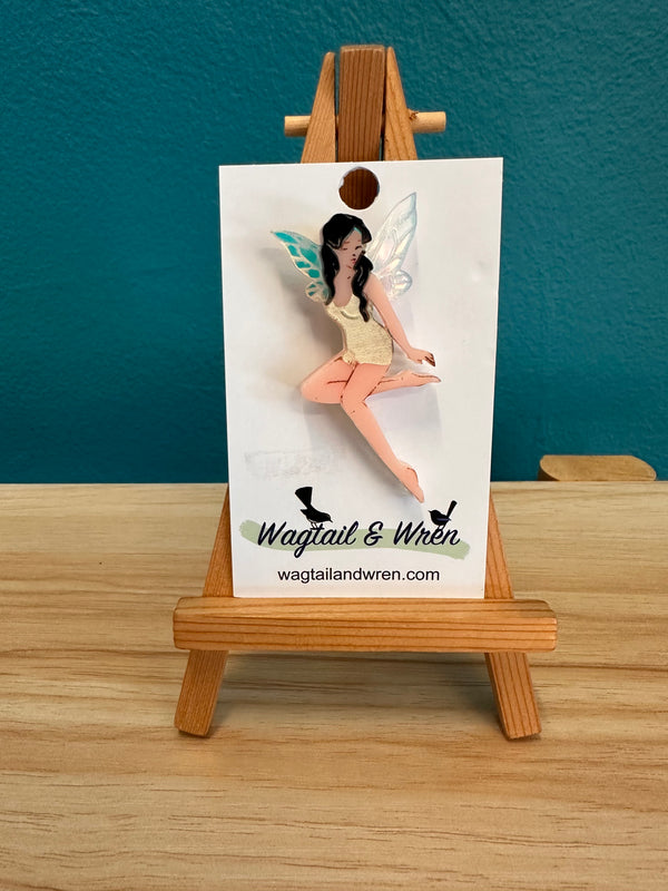 Wagtail and Wren - Brooch Fairy (brunette)
