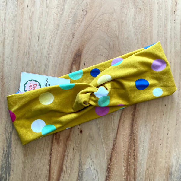 LaLaLea - Stretch TwistKnot Headband 'Mustard Spots'