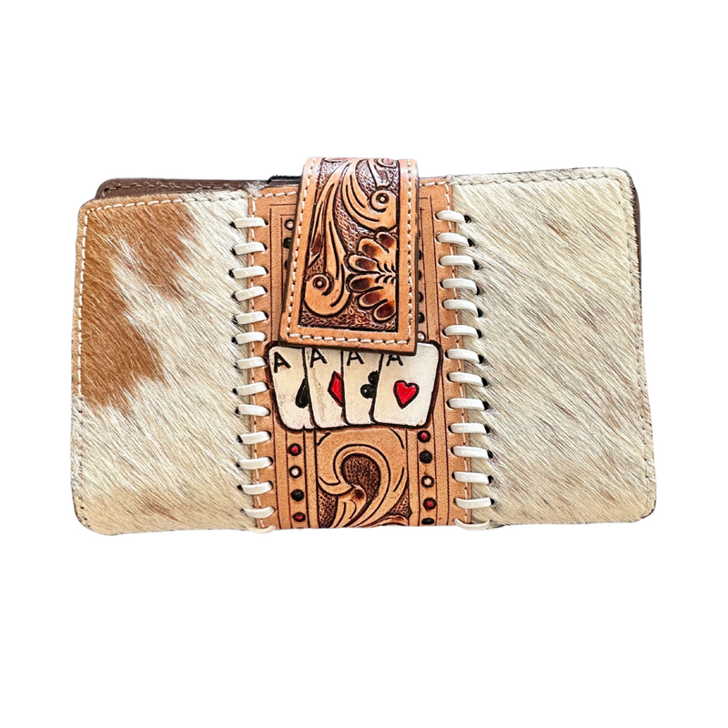 Aces handtooled wallet (or combo wallet and Bag $250)