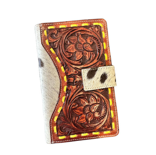 Large hand tooled hair on wallet