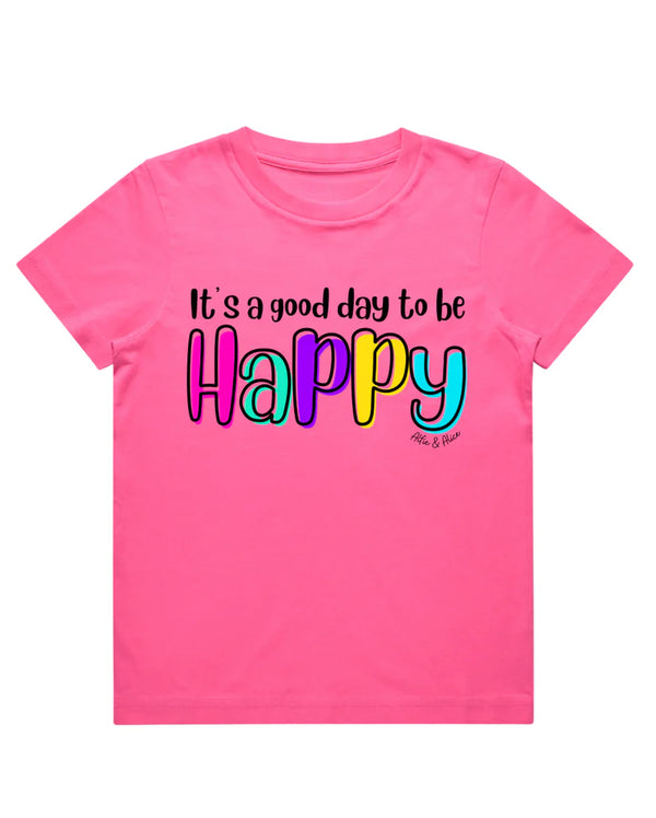 Alfie & Alice - It's A Good Day To Be Happy - Kids Tee (pink edition)
