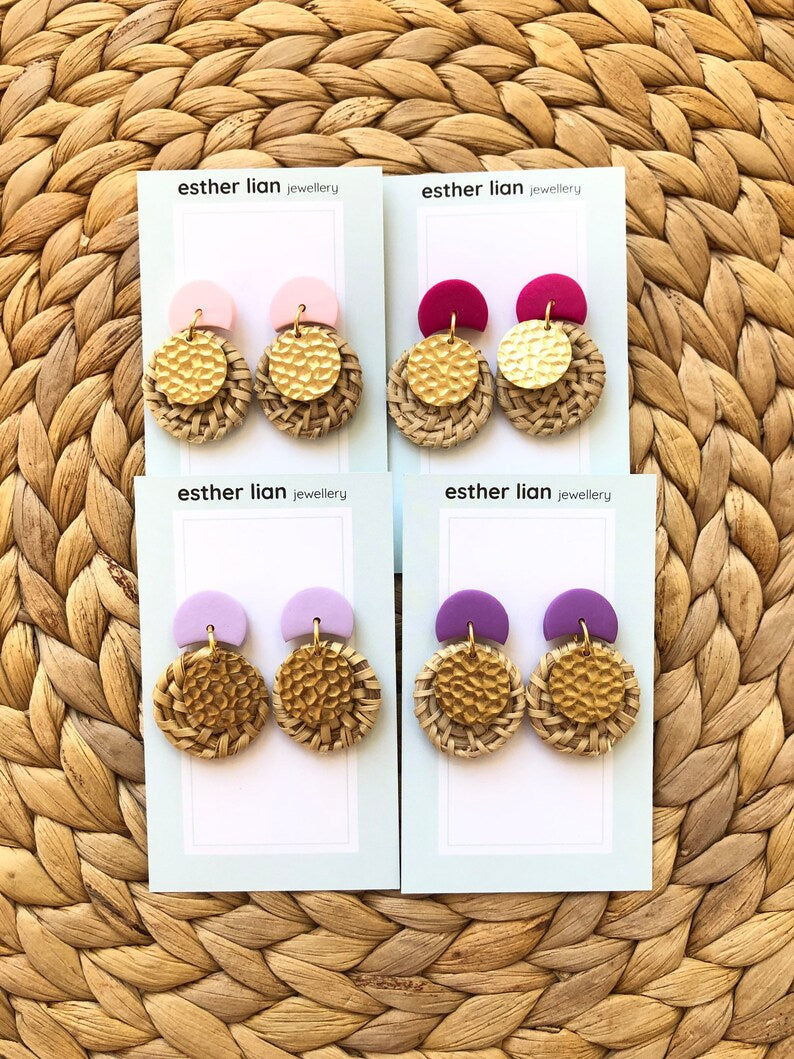 Esther Lian Jewellery- Metal Rattan Moon Cuties