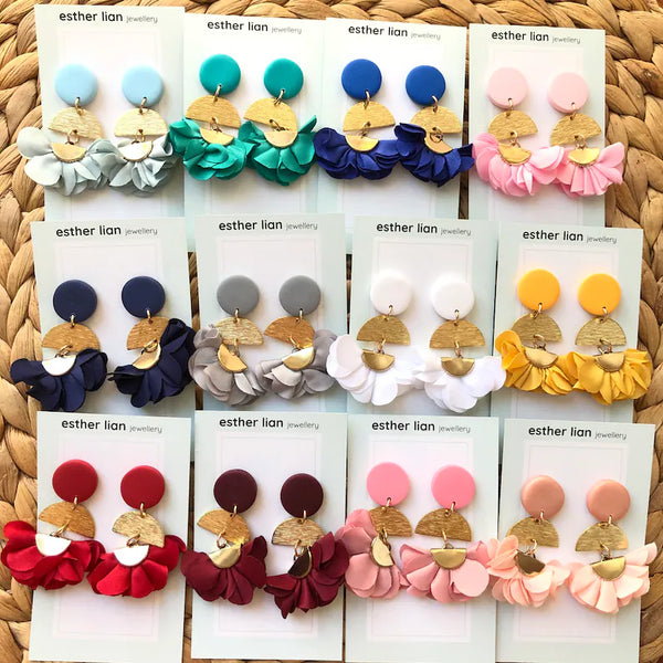 Esther Lian Jewellery- Satin / Soft Flowers 3 Drop