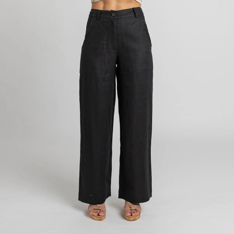 Miss Jane - Black Linen Pants
