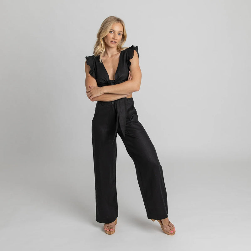 Miss Jane - Black Linen Pants
