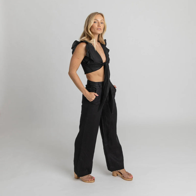Miss Jane - Black Linen Pants