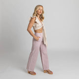 Pink Gingham Cotton Pants