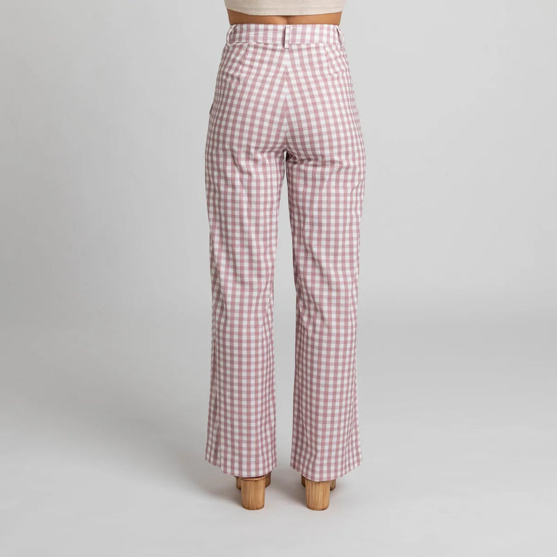 Miss Jane - Pink Gingham Cotton Pants