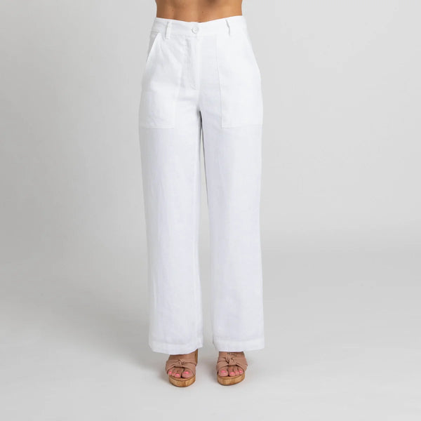 Miss Jane - White Linen Pants