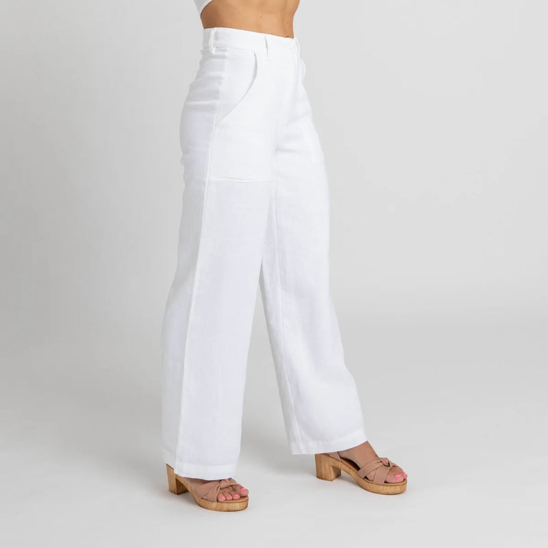 Miss Jane - White Linen Pants