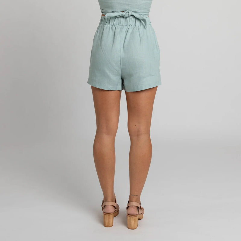 Sage Linen Shorts