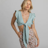 Miss Jane - Sage Linen Crop Top