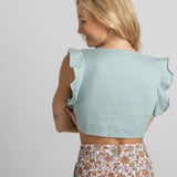 Sage Linen Crop Top