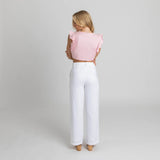 Miss Jane - Pink Linen Crop Top