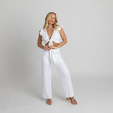 Miss Jane - White Linen Crop Top