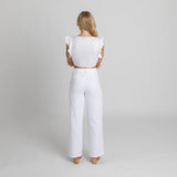 White Linen Crop Top