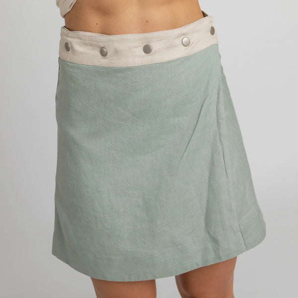 Miss Jane - Natural Sage Linen Skirt