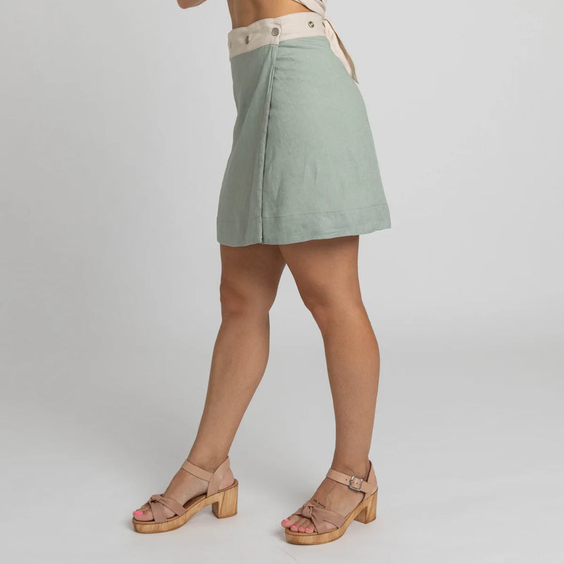 Miss Jane - Natural Sage Linen Skirt