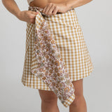 Mustard Gingham Boho Cotton Skirt