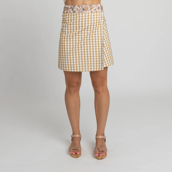 Miss Jane - Mustard Gingham Boho Cotton Skirt