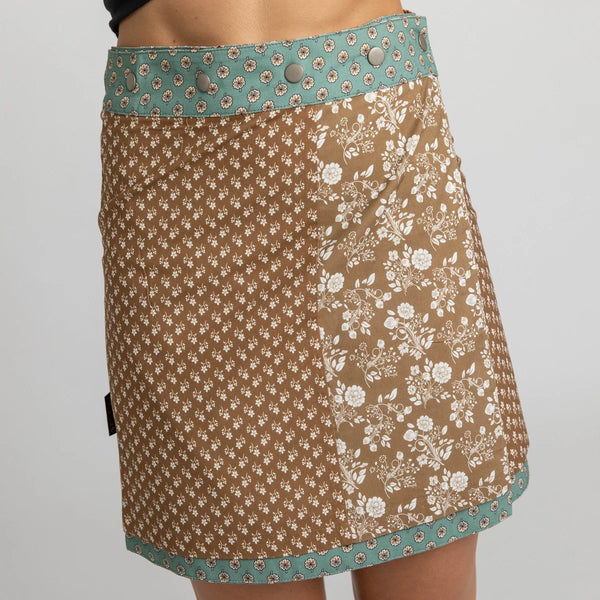 Miss Jane - Turquoise Brown Cotton Skirt