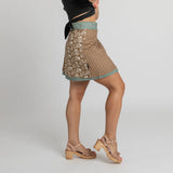 Miss Jane - Turquoise Brown Cotton Skirt