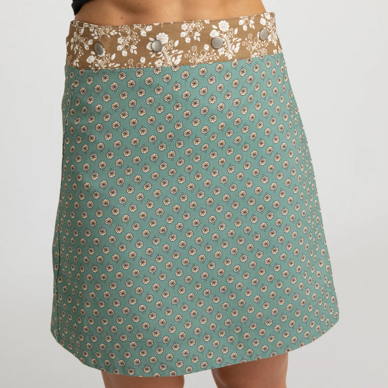 Miss Jane - Turquoise Brown Cotton Skirt