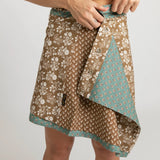 Turquoise Brown Cotton Skirt