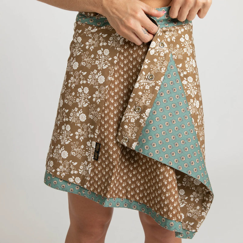 Miss Jane - Turquoise Brown Cotton Skirt