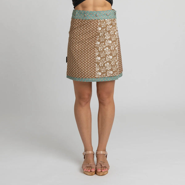 Miss Jane - Turquoise Brown Cotton Skirt