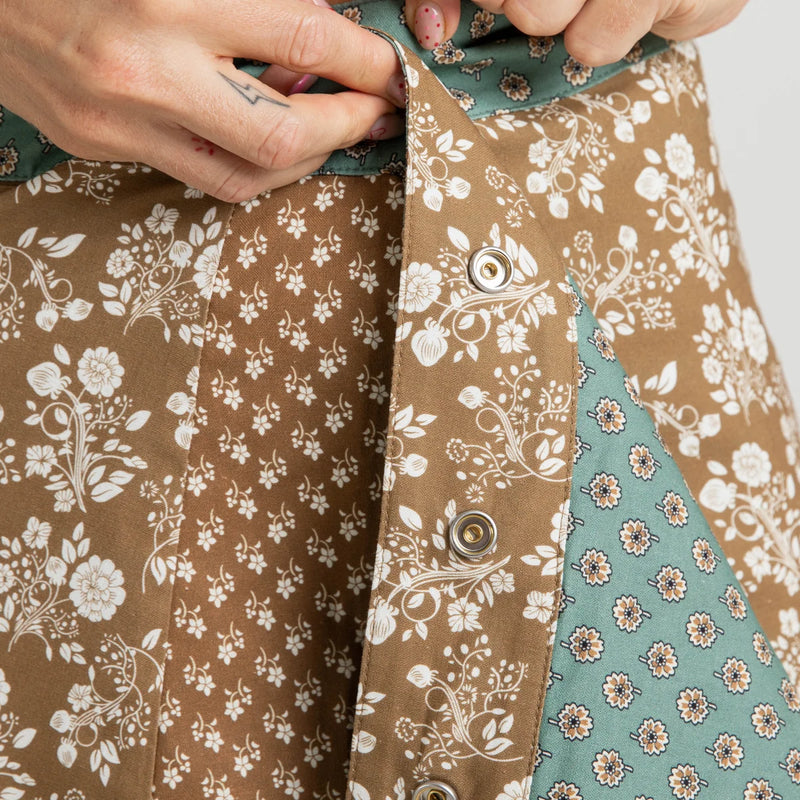 Miss Jane - Turquoise Brown Cotton Skirt