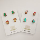 Daylight Designers/2904 - HAND PAINTED DOUBLE CHRISTMAS STUD PACK - 2 OPTIONS AVAILABLE