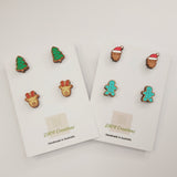 HAND PAINTED DOUBLE CHRISTMAS STUD PACK - 2 OPTIONS AVAILABLE