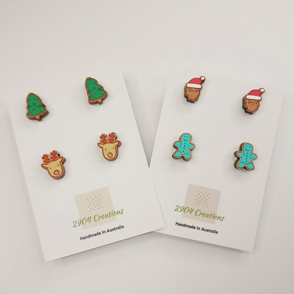 Daylight Designers/2904 - HAND PAINTED DOUBLE CHRISTMAS STUD PACK - 2 OPTIONS AVAILABLE