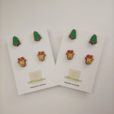 Daylight Designers/2904 - HAND PAINTED DOUBLE CHRISTMAS STUD PACK - 2 OPTIONS AVAILABLE