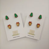 HAND PAINTED DOUBLE CHRISTMAS STUD PACK - 2 OPTIONS AVAILABLE