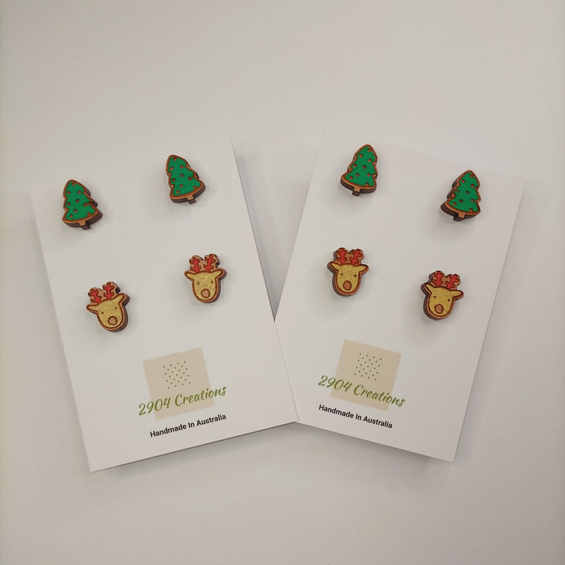 Daylight Designers/2904 - HAND PAINTED DOUBLE CHRISTMAS STUD PACK - 2 OPTIONS AVAILABLE