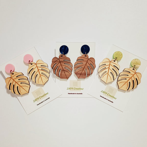 Daylight Designers/2904 - TIMBER & ACRYLIC MONSTERA DROP - 3 COLOURS AVAILABLE